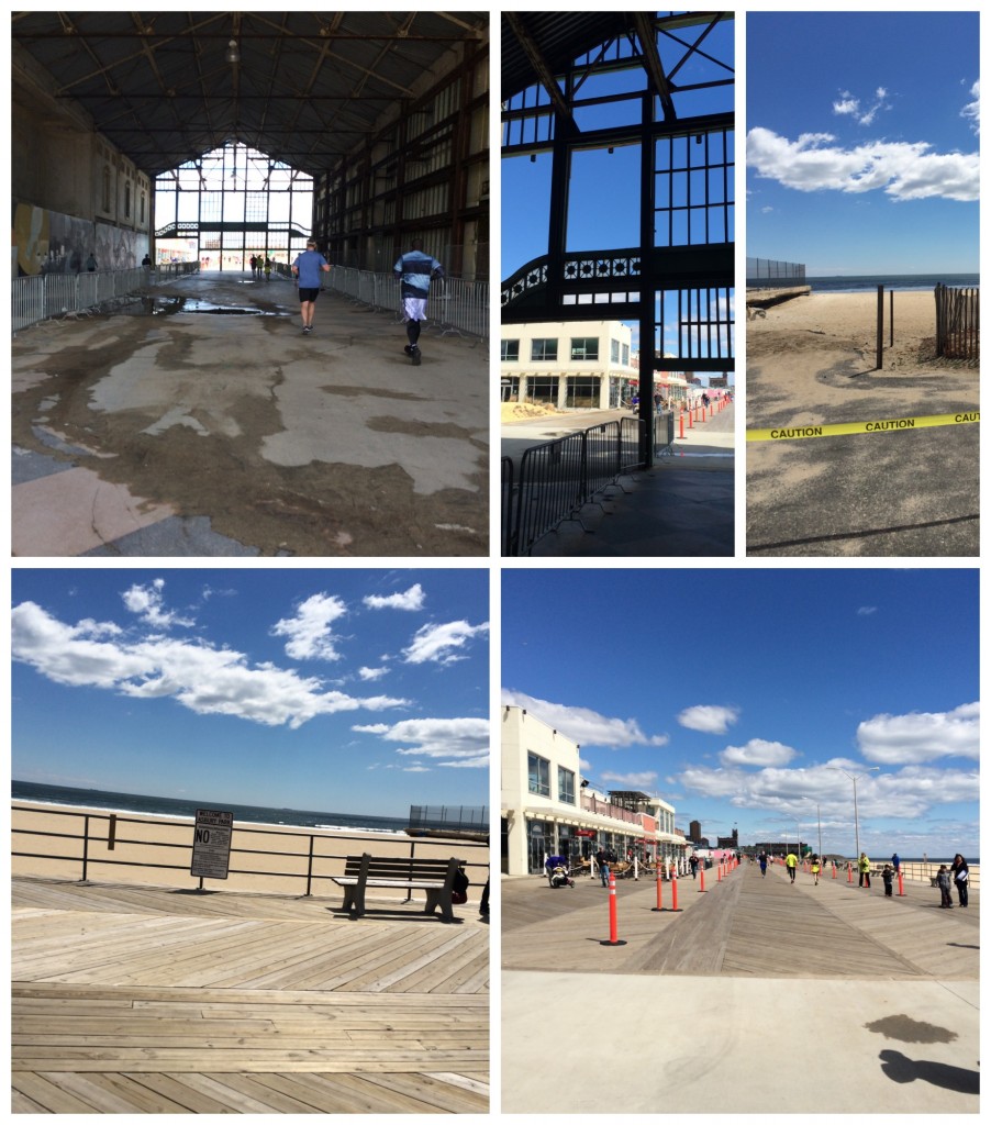 we ran through the inside of the old abandoned casino building and on the newly repaired boardwalk (that had been damaged during Hurricane Sandy). This part of the course was restored this year so it was the first time I got to run it.