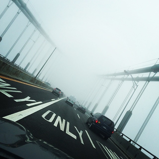 it was super foggy on the Verrazano Bridge this morning