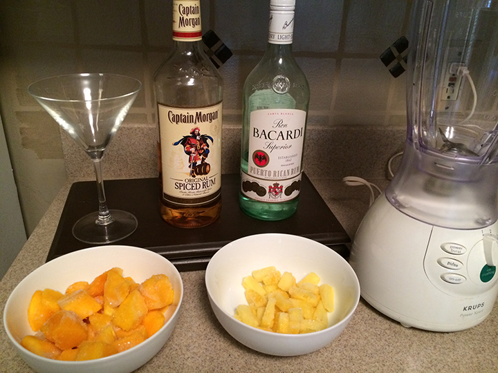 Mango, Pineapple and rum cocktail in the works