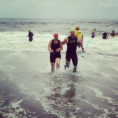 Me and my "swim angel" Paul as I completed my swim