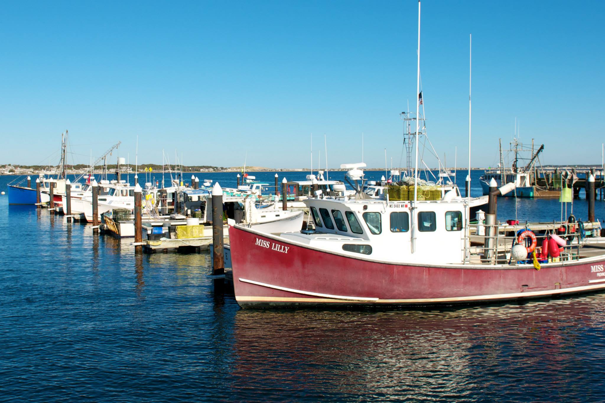 Boats docked on a pier in Provincetown
