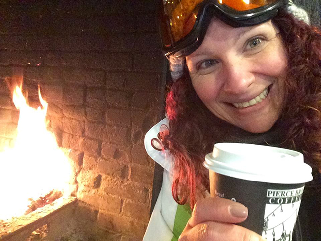 Post ski fireplace and coffee thaw 
