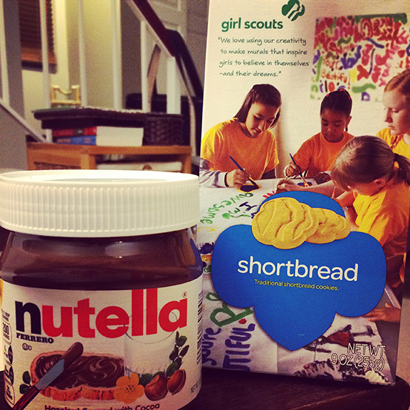 Nutella and Girl Scout Shortbread cookie combo
