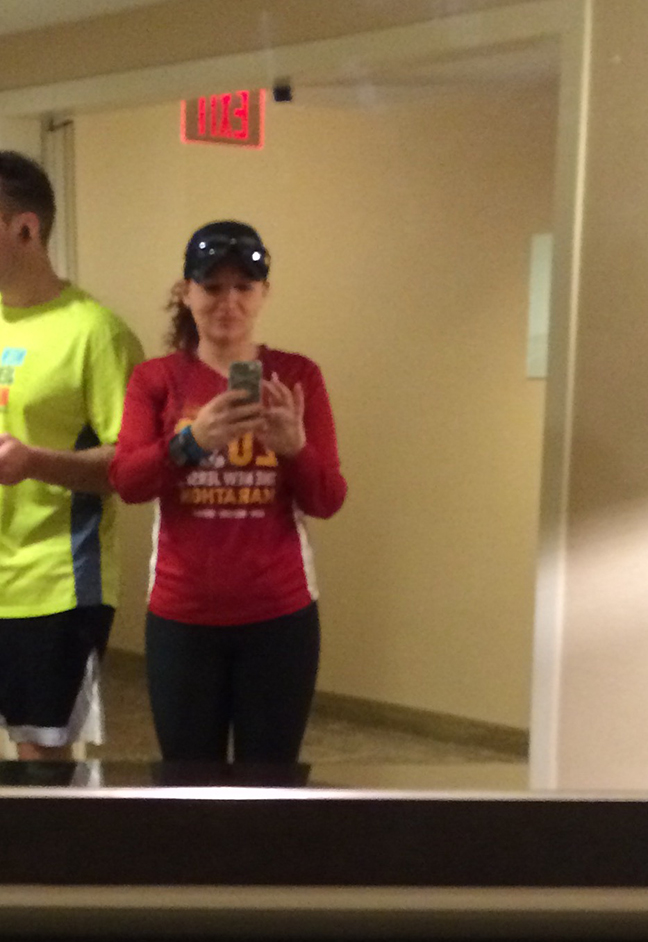 Getting ready to head out for our run...a little blurry but you get the picture (pun intended).