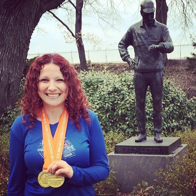 just showing off my NYC Marathon bling with the one and only Fred.