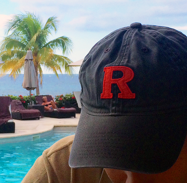 His worldly Rutgers University hat travels all over. It's been to Ireland, London and now Jamaica.
