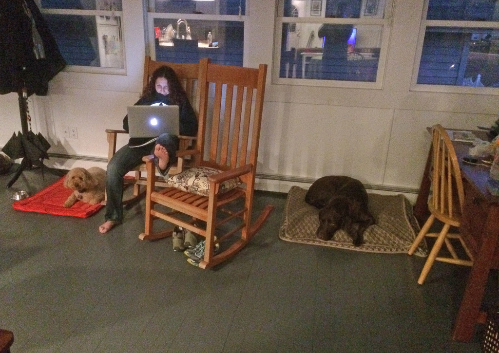 This is how I work. And this is how the dogs relax after a good hike.