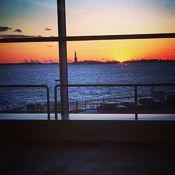 I caught a gorgeous sunset with the Statue of Liberty to the left while waiting for the ferry home
