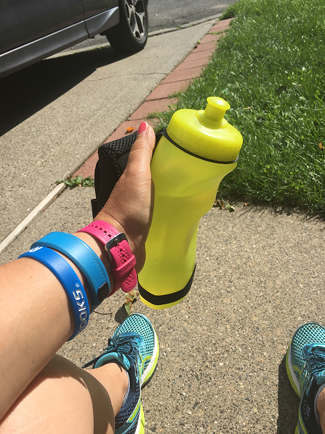 I took my handy dandy Amphipod handheld water bottle and while the water was warm in 10 seconds it was really great to be able to hydrate