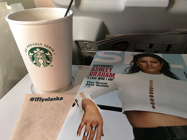 Loved that Ashely Graham's cover shot showed her cellulite/stretchmarks on her thighs. YAY for real women! And YAY for Starbucks in-flight
