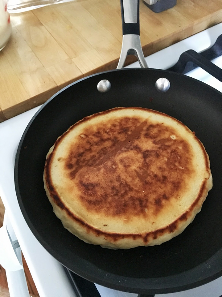 I also made us pancakes and thought it was interesting that I saw a horse in my pancake considering the Kentucky Derby was happening. Do you see the horse head? Profile view.